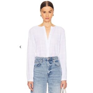 Sanctuary White Long Lasting Textured Blouse Cotton Button Down Top XL